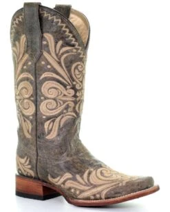 Corral Boots L5430 Circle G Women's Distressed Green Beige Distressed Square Toe Boot