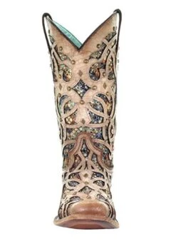 Corral Boots C3405 Corral Women's Bone And Multi-Color Inlay Stained Glass Square Toe Boot -Western Store 71acU4J8EDL. UY675