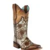Corral Boots C3224 Corral Women's MINT / MAPLE FLOWERS OVERLAY & STUDS Square Toe Boot -Western Store 7bf670b839c334f019a8ad90e33d5b7f