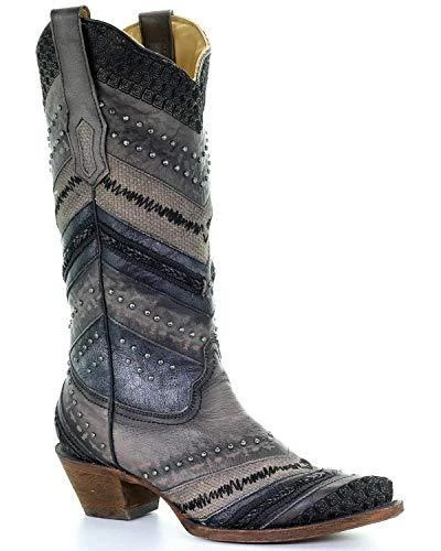 Corral Boots A3355 Corral Women's GREY / BLACK EMBROIDERY & STUDS Boot 3 Corral Boots A3355 Corral Women's GREY / BLACK EMBROIDERY & STUDS Boot