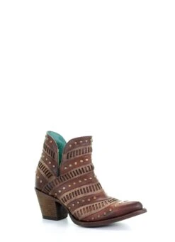 Corral Boots E1422 Corral Women's Brown Inlay And Studs Bootie