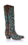 Corral Boots A3833 Corral Women's Full Skull Inlay Tan/Turquoise Boot