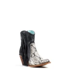 Corral Boots C2909 Corral Women's Black / Natural PYTHON With Fringe Short Boot