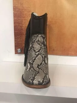 Corral Boots C2909 Corral Women's Black / Natural PYTHON With Fringe Short Boot -Western Store C2909 3