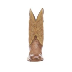 CL1028.W8 Lucchese Bootmaker Men's LANCE Smooth Quill Ostrich Barnwood / Antique Saddle Brown -Western Store CL1028W8 R01 C07