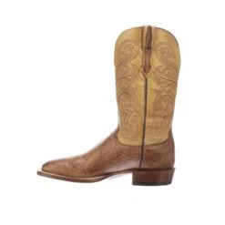 CL1028.W8 Lucchese Bootmaker Men's LANCE Smooth Quill Ostrich Barnwood / Antique Saddle Brown -Western Store CL1028W8 R01 C13