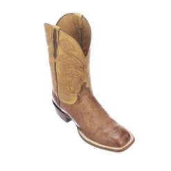 CL1028.W8 Lucchese Bootmaker Men's LANCE Smooth Quill Ostrich Barnwood / Antique Saddle Brown -Western Store CL1028W8 R03 C04