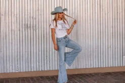 1LB18087-1-LT STRIPE L&B Apparel Women's HOLY STRIPES Stretchy Bell Bottom Flares Bells -Western Store D99DD1F5 A247 4C79 B6B7 45C13A47BDDF2