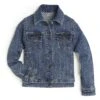 GWJ700D Wrangler® Western Kid's Denim Jacket Top - Dark Denim Wash -Western Store GWJ700D LF01 SWLL PRD