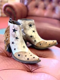 YBL359-1 Yippee Ki Yay By Old Gringo Women's JUDITH Stars And Fringe SILVER / OCRE Ankle Boot -Western Store IMG 0841