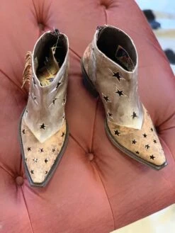 YBL359-1 Yippee Ki Yay By Old Gringo Women's JUDITH Stars And Fringe SILVER / OCRE Ankle Boot -Western Store IMG 0844