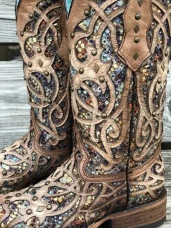 Corral Boots C3405 Corral Women's Bone And Multi-Color Inlay Stained Glass Square Toe Boot -Western Store IMG 1285 2048x2048 1af4e454 ace4 4f8b a423 9227e4b2b4d5
