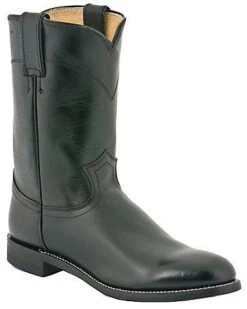 2806 Cowtown Boots Black Calf Roper Round Toe