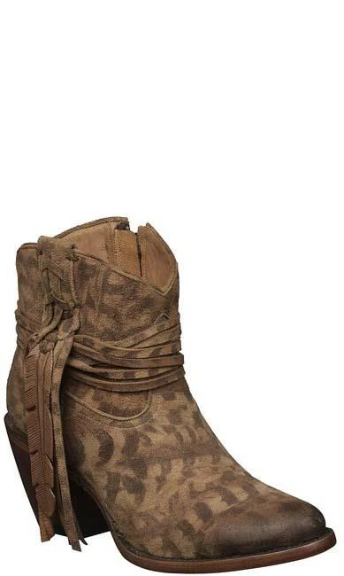 M6002 Lucchese Bootmaker Women's ROBYN Tan Printed Fringe Bootie 4 M6002 Lucchese Bootmaker Women's ROBYN Tan Printed Fringe Bootie - Image 2