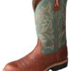 MCW0005 Twisted X Men’s Cowboy Workboot – Cognac Glazed Pebble/Dark Green -Western Store MCW0005 MSC0005 2