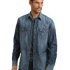MVR458D Wrangler Retro® Men's Long Sleeve Premium Denim Snap Shirt -Western Store MVR458D HERO