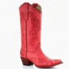 Corral Boots L5129 Circle G By Corral Women's RED Embroidery Snip Toe Boot