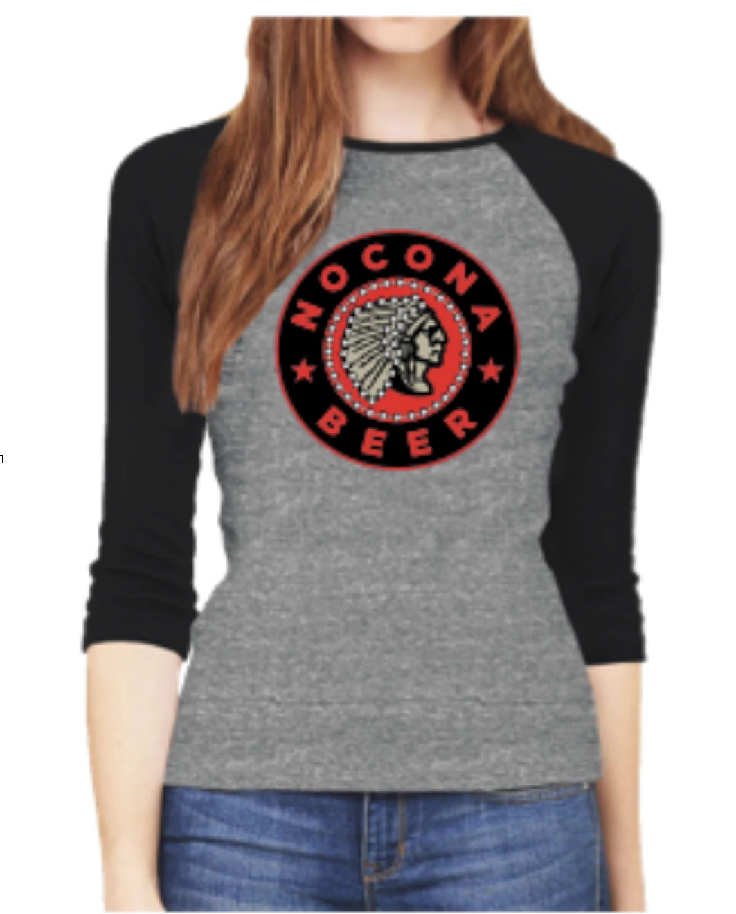 NB7001 Nocona Beer BLING Baseball Tee By RETRO BRAND - Black / Grey 3 NB7001 Nocona Beer BLING Baseball Tee By RETRO BRAND - Black / Grey