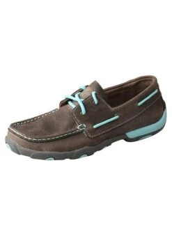 WDM0098 Twisted X Women’s Driving Moccasins – Grey/Light Blue