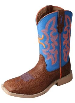 CHY0001 Twisted X Kid’s Hooey Boot – Cognac Shoulder/Neon Blue (Toddler Sizes)