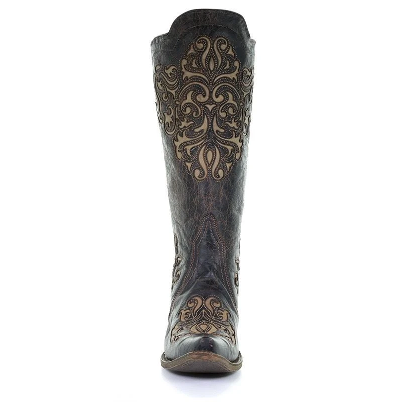 Corral Boots A3107 Corral Women's MAGDALENA Black/Bone Back Lacing Boot 5 Corral Boots A3107 Corral Women's MAGDALENA Black/Bone Back Lacing Boot - Image 3