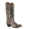 Corral Boots A3569 Corral Women's ASHLEY Brown Inlay / Flowered Embroidery / Studs And Crystals Boot -Western Store a3569