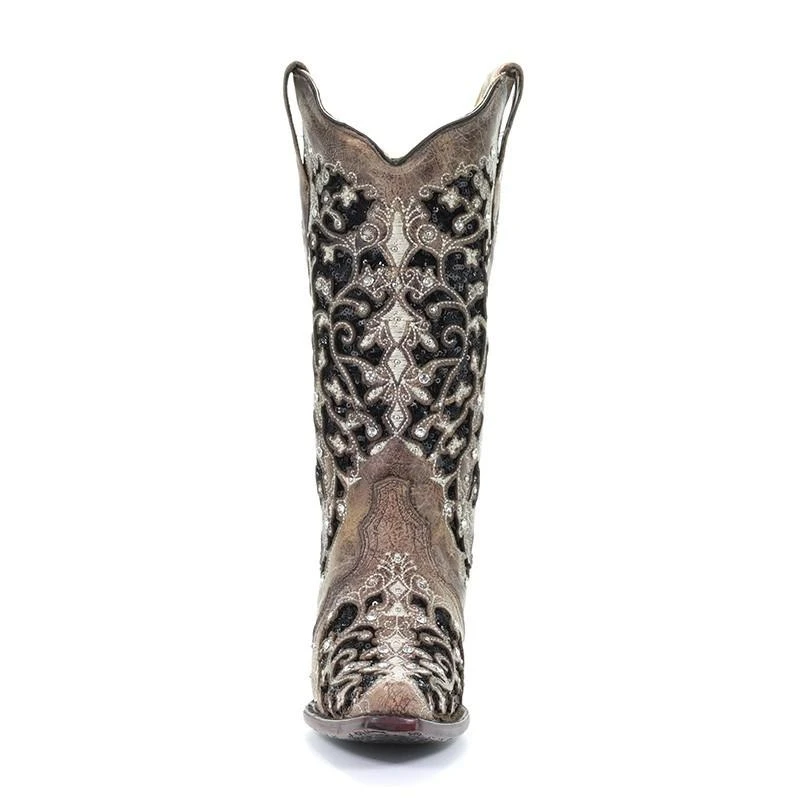 Corral Boots A3569 Corral Women's ASHLEY Brown Inlay / Flowered Embroidery / Studs And Crystals Boot 6 Corral Boots A3569 Corral Women's ASHLEY Brown Inlay / Flowered Embroidery / Studs And Crystals Boot - Image 4