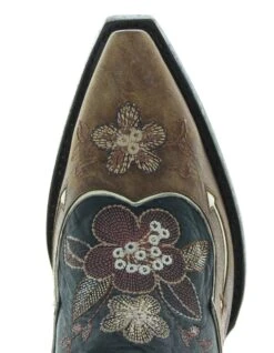 L696-10 Old Gringo Women's BONNIE PIPPIN Black / Brown Floral Embroidery Snip Toe Boot -Western Store bonnie 3