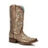 Corral Boots C3275 Corral Women's MARSHA ORIX GLITTER Inlay And Studs Square Toe Boot