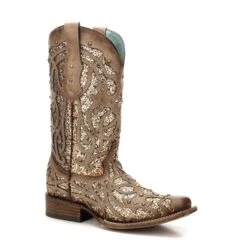 Corral Boots C3275 Corral Women's MARSHA ORIX GLITTER Inlay And Studs Square Toe Boot