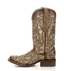 Corral Boots C3275 Corral Women's MARSHA ORIX GLITTER Inlay And Studs Square Toe Boot -Western Store c3275 5