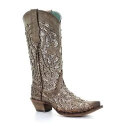 Corral Boots C3331 Corral Women's ORIX GLITTER INLAY & STUD GOLDEN LUMINARY Boot 9 Corral Boots C3331 Corral Women's ORIX GLITTER INLAY & STUD GOLDEN LUMINARY Boot -Western Store c3331