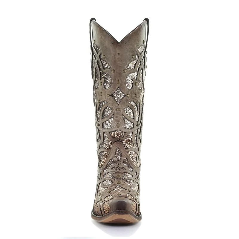 Corral Boots C3331 Corral Women's ORIX GLITTER INLAY & STUD GOLDEN LUMINARY Boot 5 Corral Boots C3331 Corral Women's ORIX GLITTER INLAY & STUD GOLDEN LUMINARY Boot - Image 3