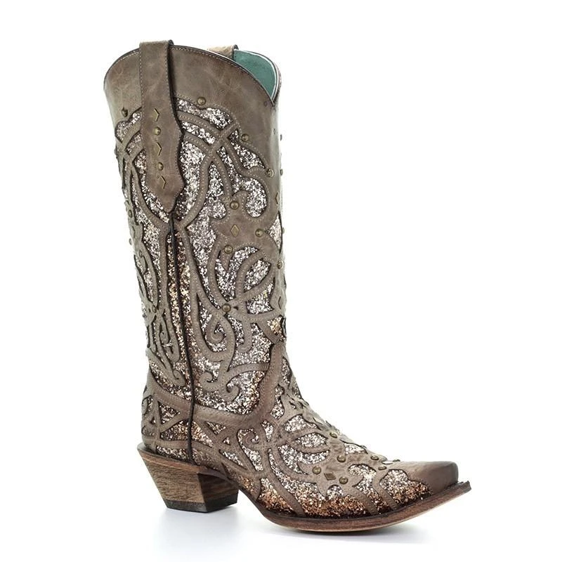 Corral Boots C3331 Corral Women's ORIX GLITTER INLAY & STUD GOLDEN LUMINARY Boot 3 Corral Boots C3331 Corral Women's ORIX GLITTER INLAY & STUD GOLDEN LUMINARY Boot