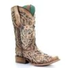 Corral Boots C3405 Corral Women's Bone And Multi-Color Inlay Stained Glass Square Toe Boot 2 Corral Boots C3405 Corral Women's Bone And Multi-Color Inlay Stained Glass Square Toe Boot -Western Store c3405