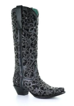 Corral Boots A3589 Corral Women's BLACK FULL INLAY & STUDS Boot