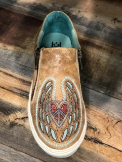 Corral Boots E1553 Corral Women's Straw Heart & Wings Inlay Sneaker -Western Store corral saddle heart wings and peace sneakers e1553 6b5