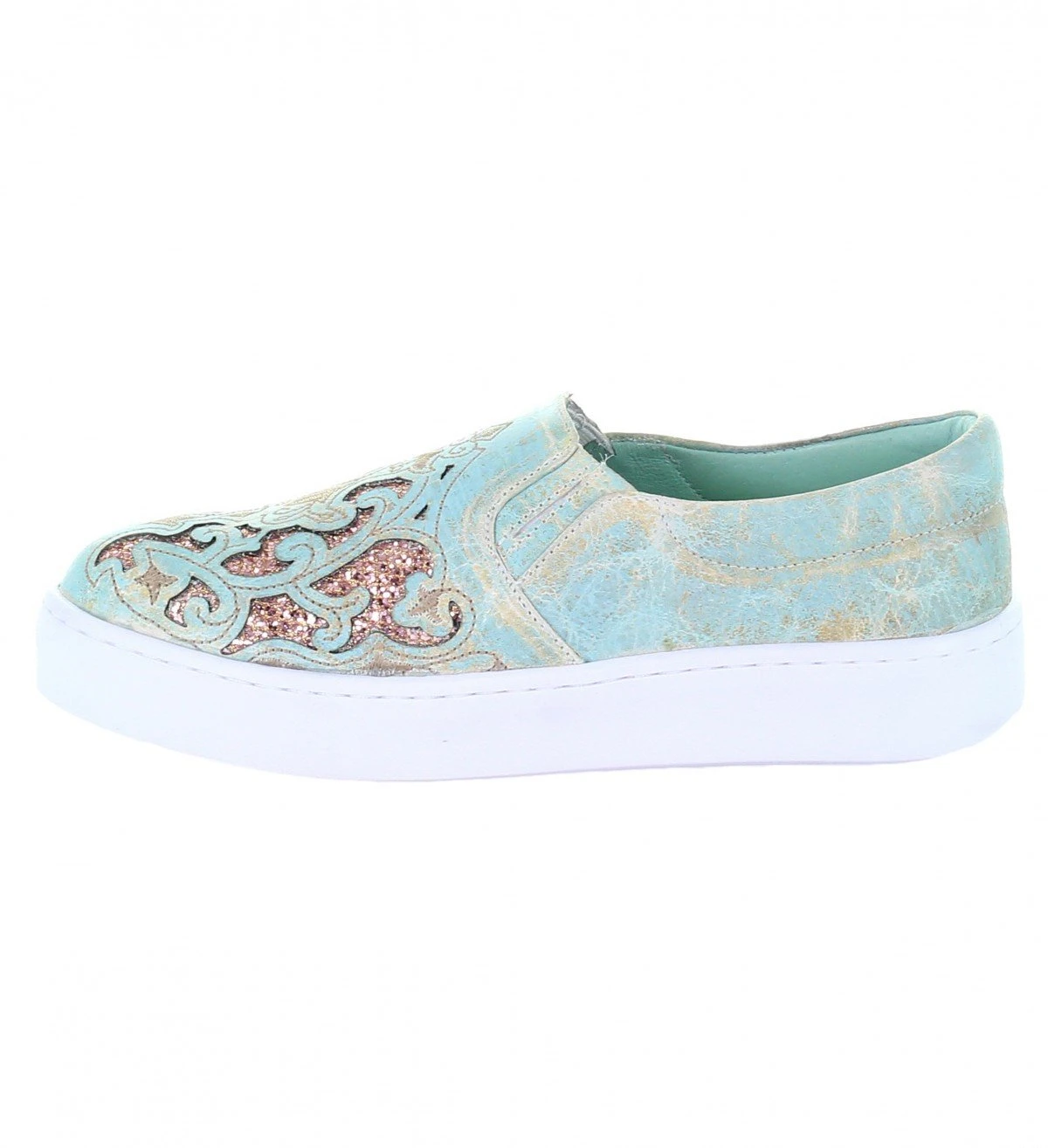 Corral Boots E1564 Corral Women's Turquoise / Pink Inlay & Embroidery Sneaker 5 Corral Boots E1564 Corral Women's Turquoise / Pink Inlay & Embroidery Sneaker - Image 3
