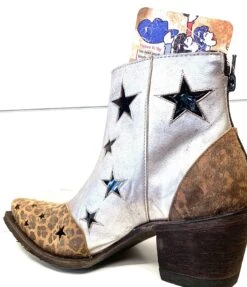 YBL359-1 Yippee Ki Yay By Old Gringo Women's JUDITH Stars And Fringe SILVER / OCRE Ankle Boot -Western Store image 16d9445b 7d8d 4aa7 a8f3 987fb9fd474d