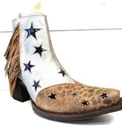 YBL359-1 Yippee Ki Yay By Old Gringo Women's JUDITH Stars And Fringe SILVER / OCRE Ankle Boot -Western Store image 19acb3fe 37fb 4efb adbe d72db00be883