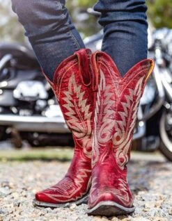 L175-262RF Old Gringo Women's Red NEVADA Wide Calf Boot 9 L175-262RF Old Gringo Women's Red NEVADA Wide Calf Boot -Western Store nevada in red old gringo l175 262