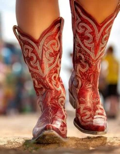 YL277-7 Yippee Ki Yay By Old Gringo Women's VITTORIA STITCHED Snip Toe Red Boot 9 YL277-7 Yippee Ki Yay By Old Gringo Women's VITTORIA STITCHED Snip Toe Red Boot -Western Store vittoria in red yippee ki yay yl2777 7